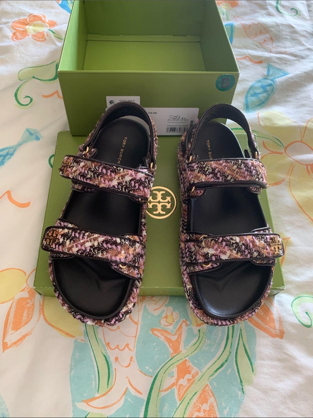 Tory Burch 
Kira Sport sandal -Tweed-  
Color Rosa -Multi/Cocoa